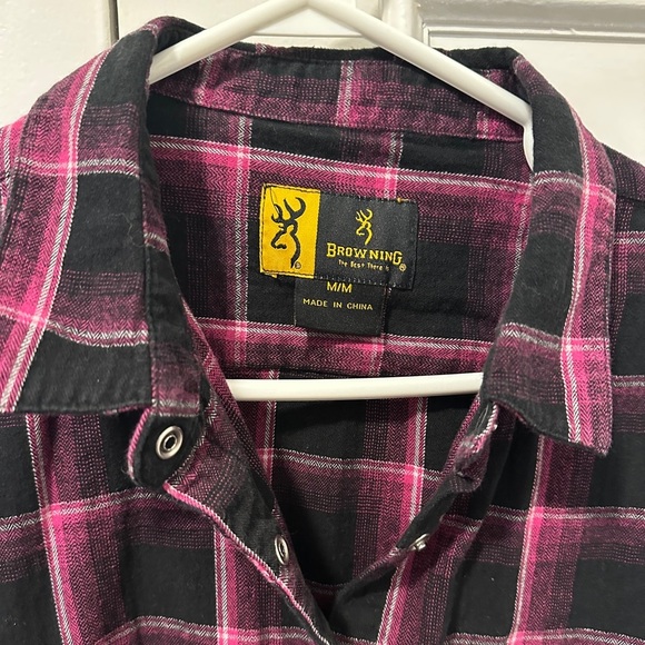 Browning Pink Black Plaid Wallflower Button Down Shirt Size Medium Women’s - Picture 7 of 8